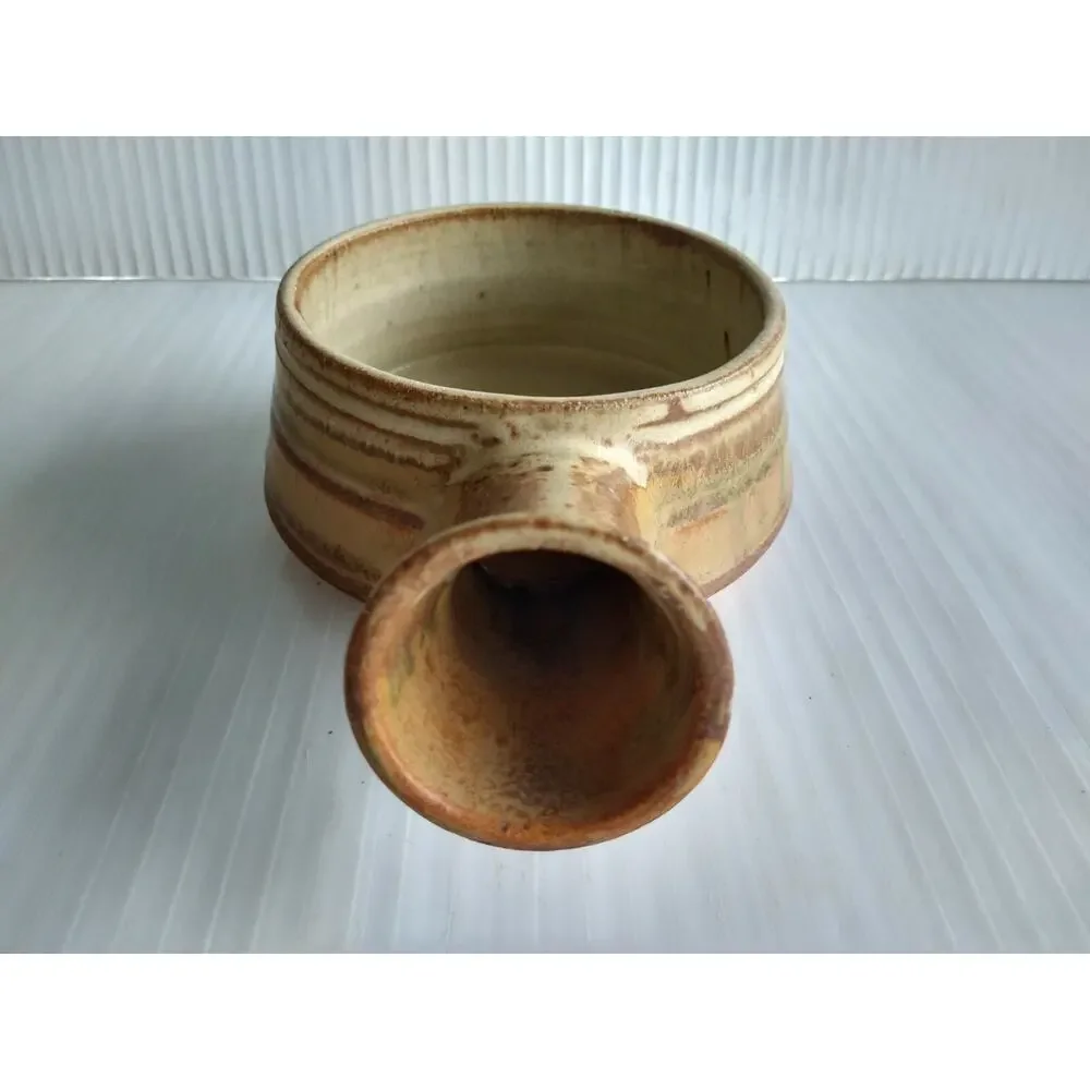 Studio Pottery Stoneware Bowl With Single Handle - Signed Denny '61